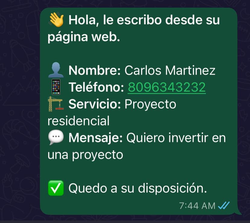 Ejemplo real de prospecto en WhatsApp